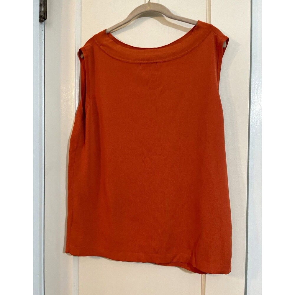 Dressbarn Women's Orange Knit Tank Top Boat Neck Sleeveless Rayon Nylon 22/24
